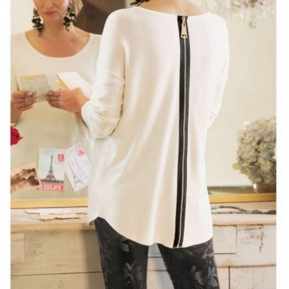 Soft Surroundings Margulies Zip Back Sweater Tunic Top Size PXS